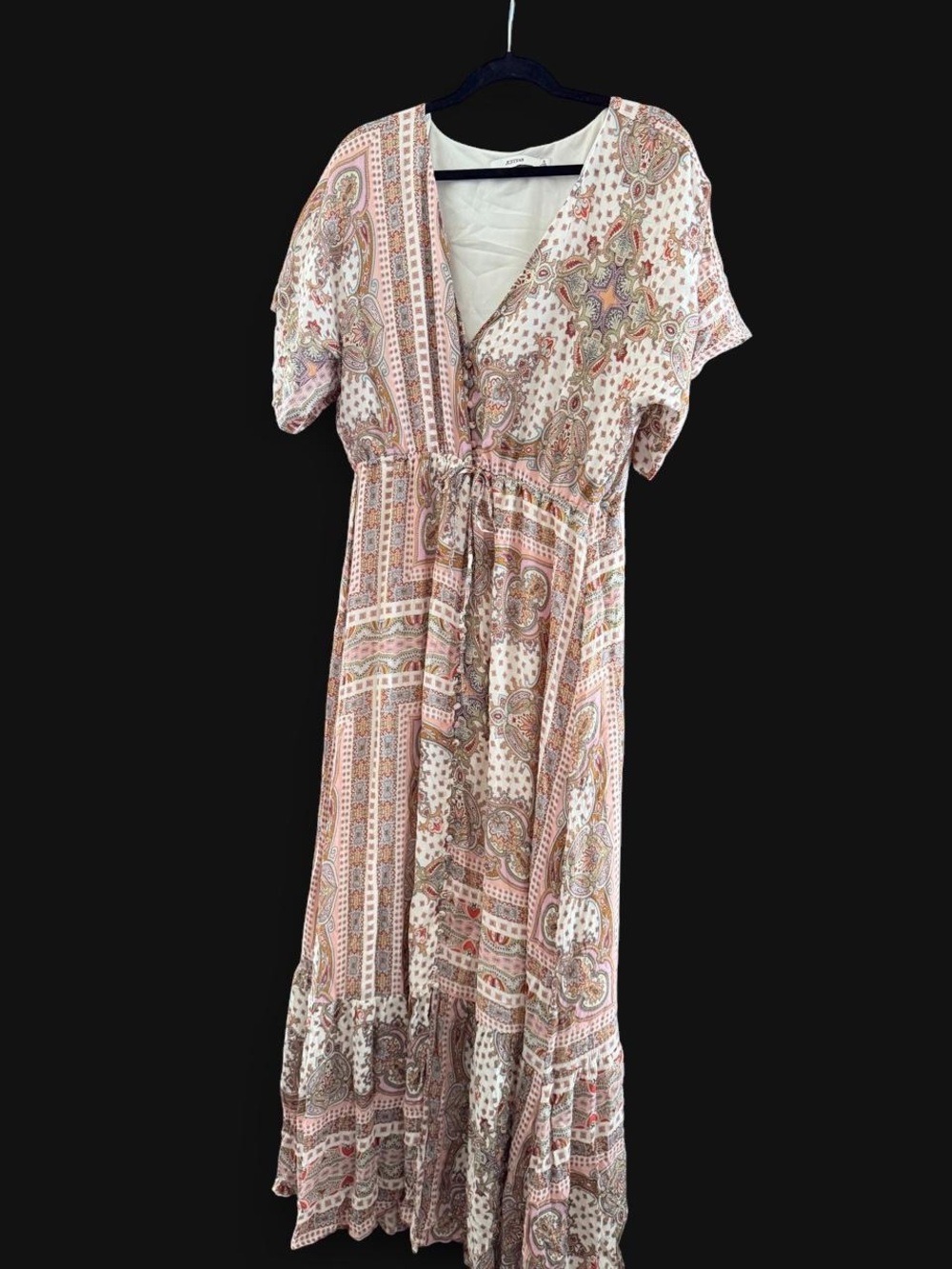 JustFab Pink Paisley Print Maxi Dress